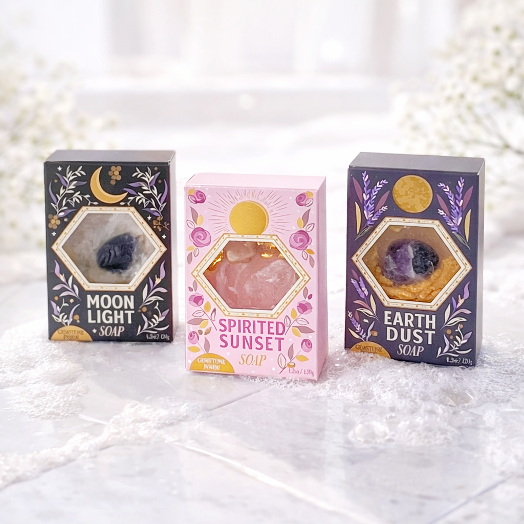 Moonlight Gemstone Bar Soap in Golden Honey with Obsidian